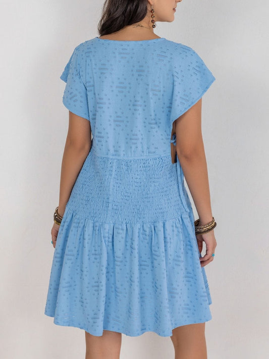 Cutout Surplice Short Sleeve Dress - Trendsi