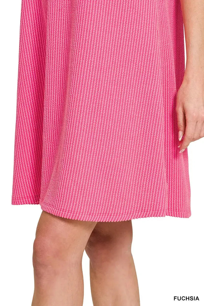 Zenana Raised Rib Sleeveless Mini Dress - Trendsi - Flyclothing LLC