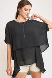 Umgee Full Size Cuffed Half Sleeve Layered Top Plus Size - Trendsi