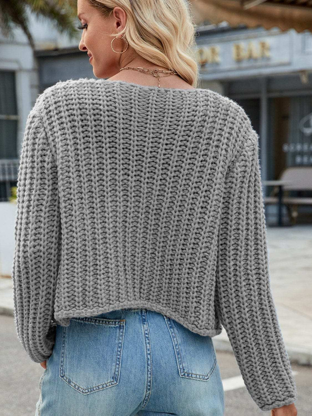 Round Neck Button Up Cardigan with Pockets - Trendsi - Flyclothing LLC