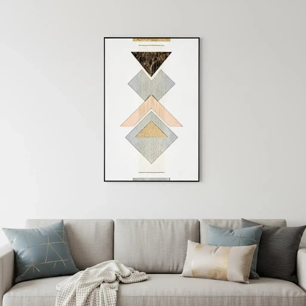 Gray Mod Geometric Black Shadowbox Frame Textual Art Wall Art - Homeroots - Flyclothing LLC