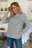 Textured Round Neck Long Sleeve Sweatshirt - Trendsi - Flyclothing LLC