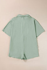 Half Button Collared Neck Romper - Trendsi - Flyclothing LLC