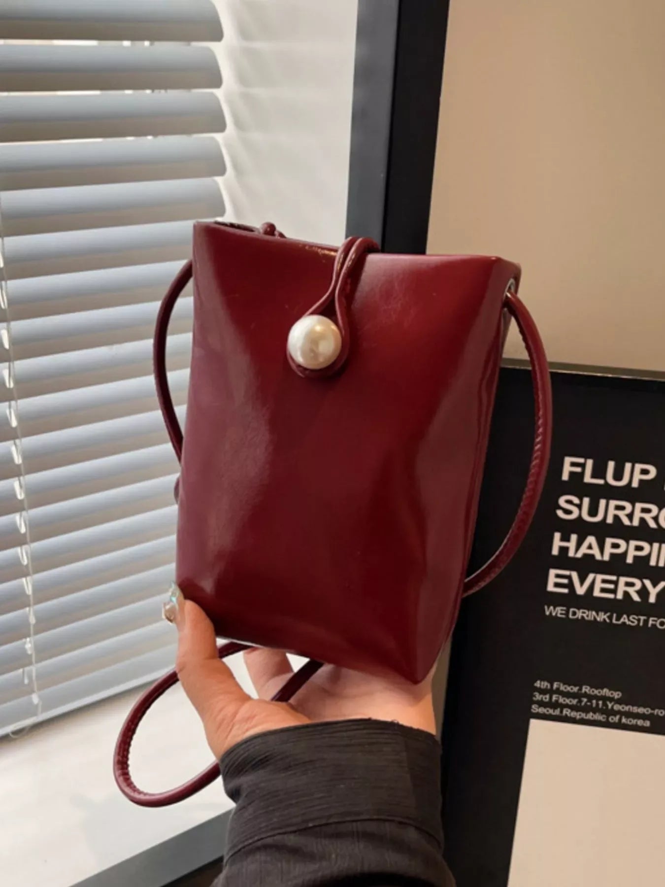 Pearl Decor Faux Leather Crossbody Bag - Trendsi - Flyclothing LLC