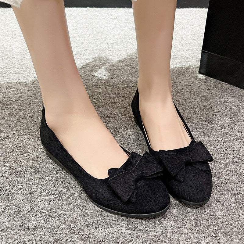 Bow Point Toe Low Heel Slip-Ons - Trendsi - Flyclothing LLC