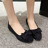 Bow Point Toe Low Heel Slip-Ons - Trendsi - Flyclothing LLC