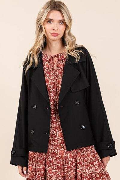 Mittoshop Double Breasted Long Sleeve Trench Coat Jacket - Trendsi - Flyclothing LLC