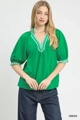 Umgee French Terry Collared Top - Trendsi - Flyclothing LLC