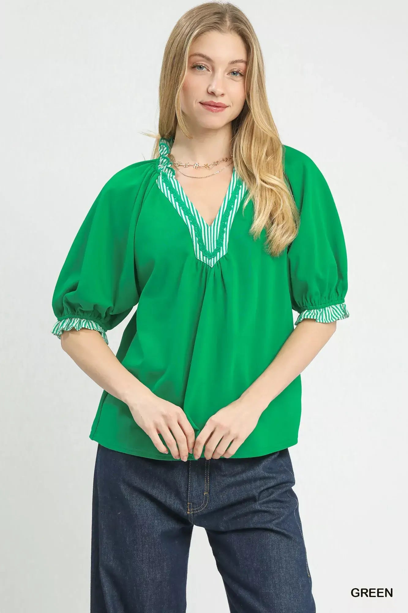 Umgee French Terry Collared Top - Trendsi - Flyclothing LLC