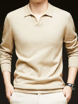 Men's Full Size Collared Neck Long Sleeve Polo Plus Size - Trendsi - Flyclothing LLC