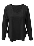Eyelet Long Sleeve Blouse - Trendsi - Flyclothing LLC