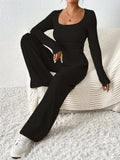 Scoop Neck Long Sleeve Top and Pants Set - Trendsi - Flyclothing LLC