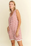 Jade By Jane Plus Size Back Tie Sleeveless Plaid Romper with Pockets - Trendsi