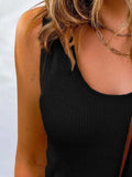 Waffle-Knit Scoop Neck Tank - Trendsi - Flyclothing LLC