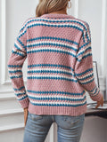Striped Round Neck Long Sleeve Sweater - Trendsi