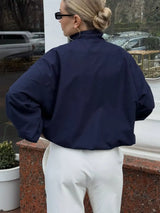 Zip Up Dropped Shoulder Jacket - Trendsi - Flyclothing LLC