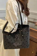 Bow Trim Polyester Tote Bag - Trendsi