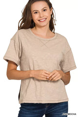Zenana Cotton Slub Short Sleeve Tee - Trendsi - Flyclothing LLC