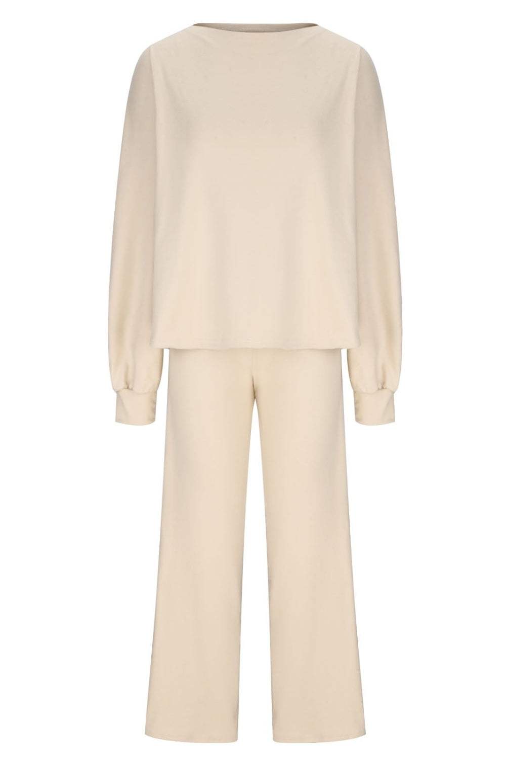 Round Neck Long Sleeve Top and Pants Set - Trendsi - Flyclothing LLC