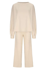 Round Neck Long Sleeve Top and Pants Set - Trendsi - Flyclothing LLC