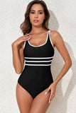Contrast Trim Scoop Neck One-Piece Swimwear - Trendsi - Flyclothing LLC