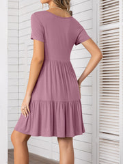 Round Neck Short Sleeve Mini Tee Dress - Trendsi