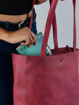 Maroon Leather Tote Bag - Classy Leather Bags - Flyclothing LLC
