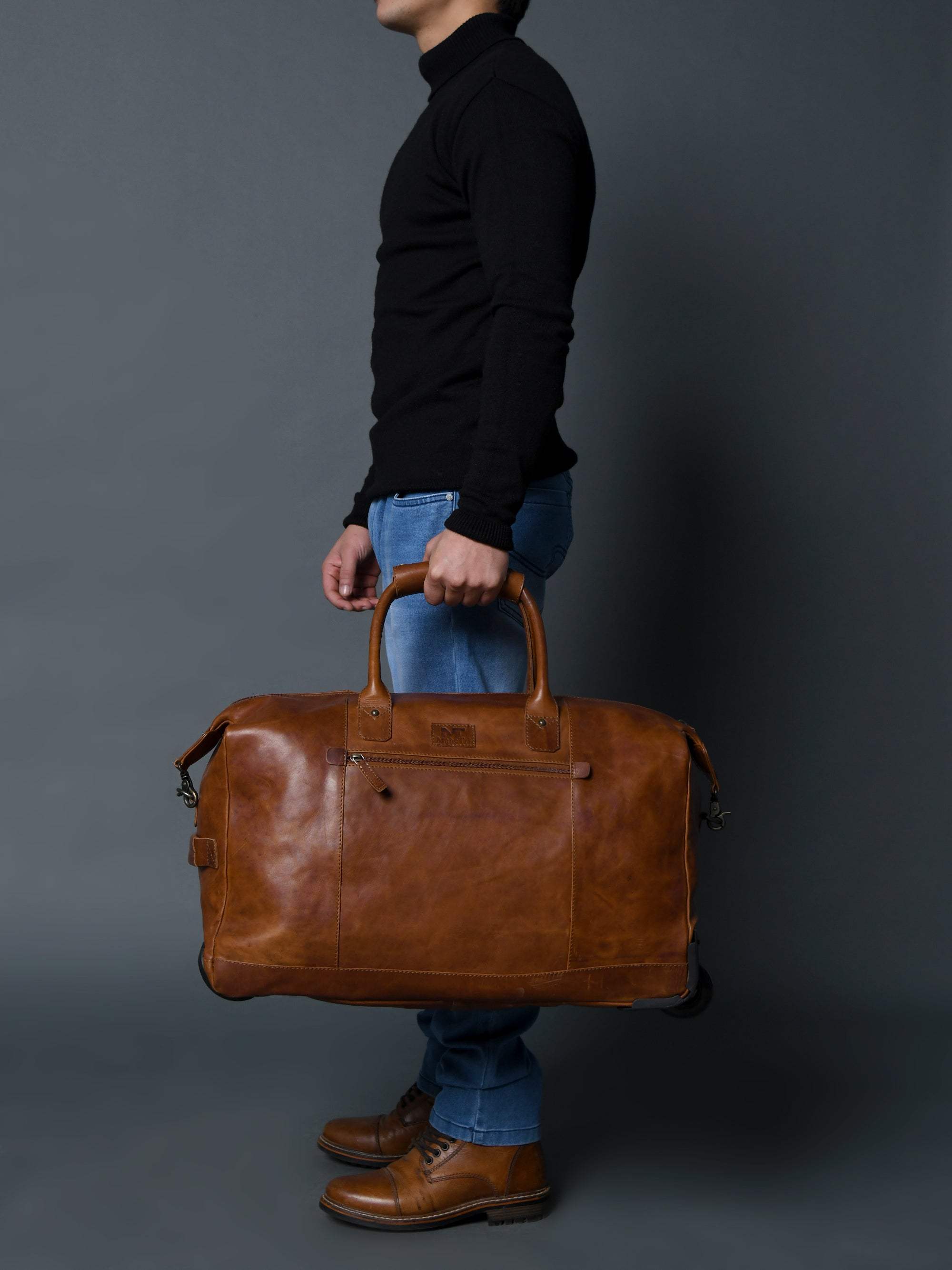 Harbor Leather Trolly Carry-On - Classy Leather Bags - Flyclothing LLC