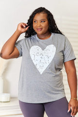 Simply Love Heart Graphic Cuffed Short Sleeve T-Shirt - Trendsi - Flyclothing LLC