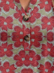 Full Size Printed Notched Short Sleeve Blouse - Trendsi