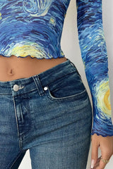 Starry Sky Cropped Mesh T-Shirt - Trendsi - Flyclothing LLC