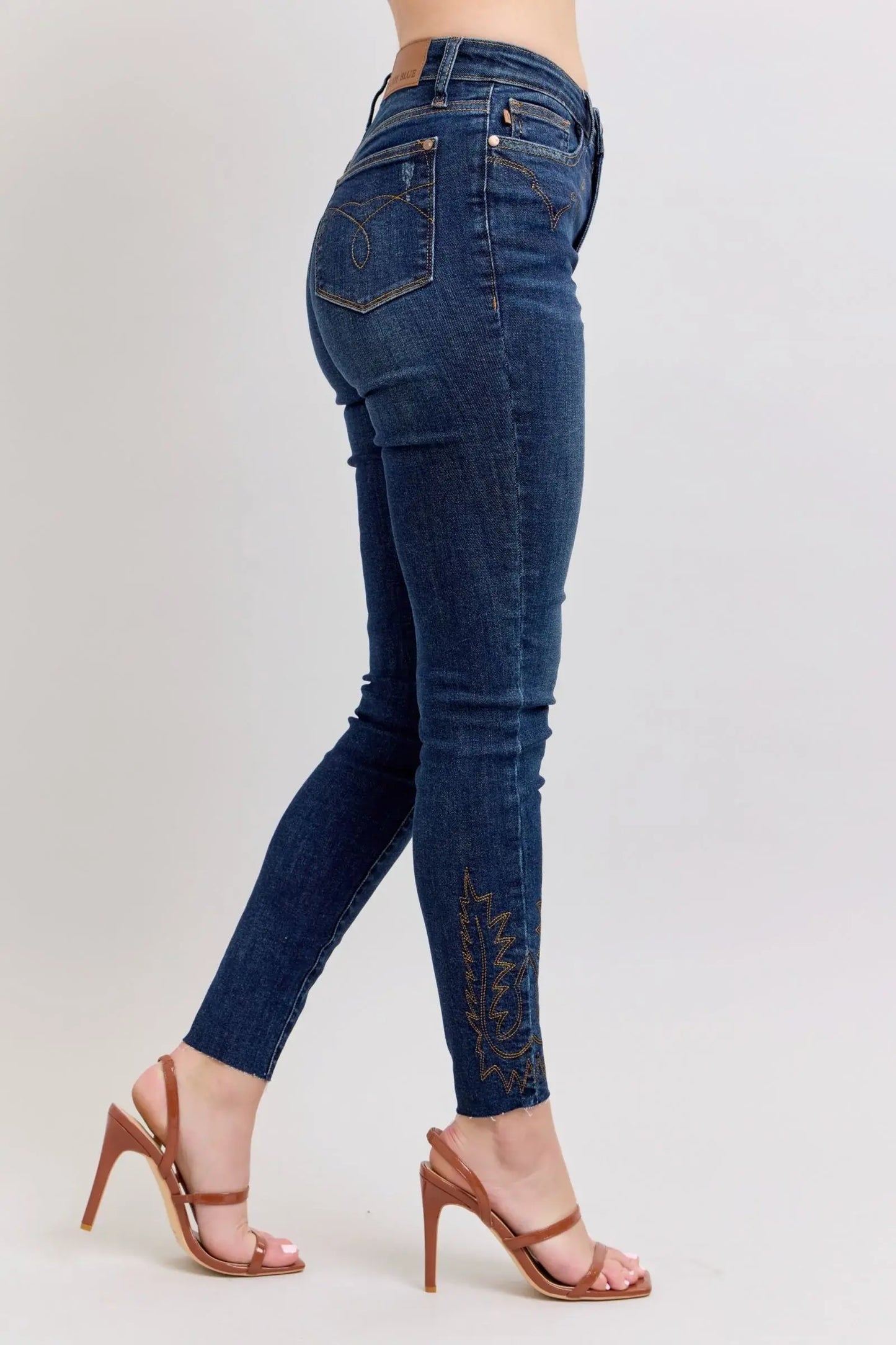 Judy Blue Full Size Embroidered High Rise Skinny Jeans Plus Size - Trendsi - Flyclothing LLC
