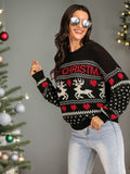 Perfee Christmas Element Round Neck Sweater - Trendsi