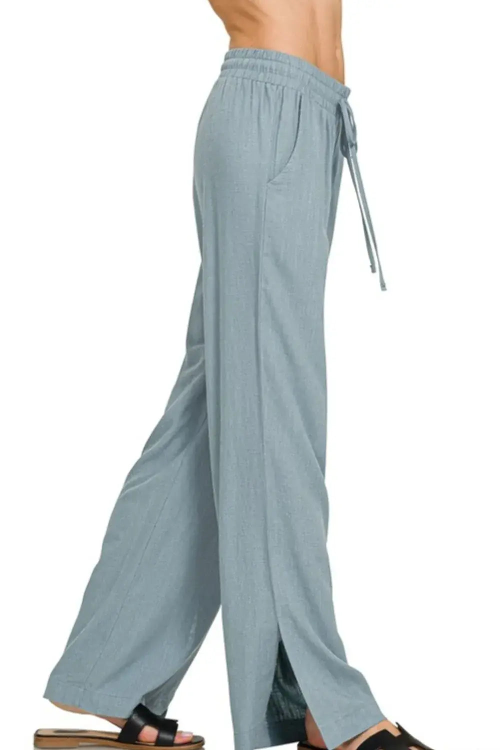 Zenana Linen Drawstring Pants - Trendsi - Flyclothing LLC