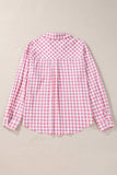 Plaid Collared Neck Long Sleeve Shirt - Trendsi - Flyclothing LLC