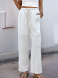Perfee Drawstring Wide Straight Pants - Trendsi