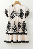 Printed V-Neck Short Sleeve Dress - Trendsi - Flyclothing LLC