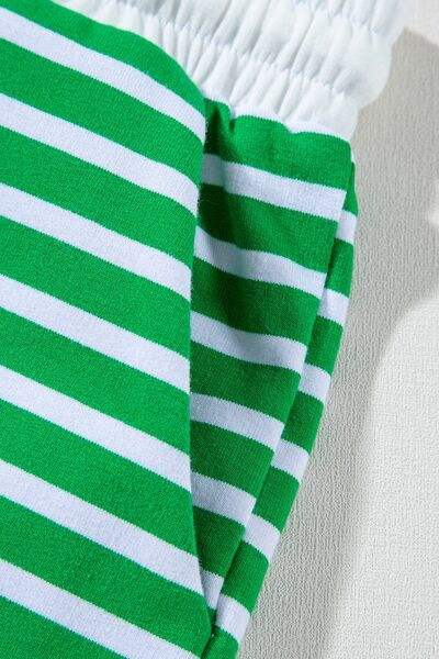 Striped Round Neck Short Sleeve Top and Shorts Set - Trendsi - Flyclothing LLC