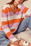 Color Block V-Neck Long Sleeve Sweater - Trendsi - Flyclothing LLC