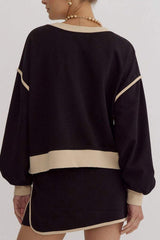 Contrast Trim Round Neck Top and Skort Set - Trendsi - Flyclothing LLC