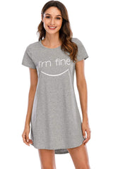 Graphic Round Neck Short Sleeve Lounge Dress - Trendsi - Flyclothing LLC