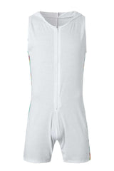 Men's Full Size Contrast Zip Front Sleeveless Active Romper Plus Size - Trendsi - Flyclothing LLC