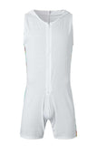 Men's Full Size Contrast Zip Front Sleeveless Active Romper Plus Size - Trendsi - Flyclothing LLC