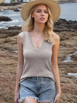 Tie Shoulder V-Neck Sweater Vest - Trendsi - Flyclothing LLC