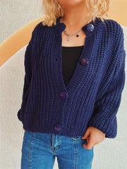 Button Up Long Sleeve Cardigan - Trendsi