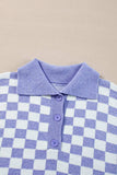 Plus Size Checkered Collared Neck Long Sleeve Sweater - Trendsi - Flyclothing LLC