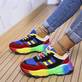 Lace-Up Mesh Round Toe Platform Sneakers - Trendsi