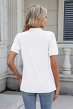 Notched Short Sleeve Top - Trendsi - Flyclothing LLC