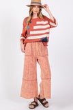 SAGE + FIG Mineral Washed Terry Wide Leg Pants - Trendsi