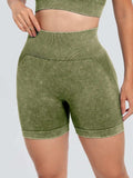 Washed High Waist Active Shorts - Trendsi - Flyclothing LLC